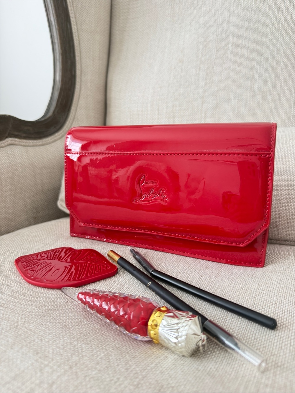 Christian Louboutin Glossy Red Patent Envelope Clutch